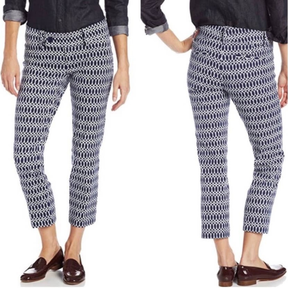 Lilly Pulitzer navy white striped ankle pants tickle the ivories welt pocket